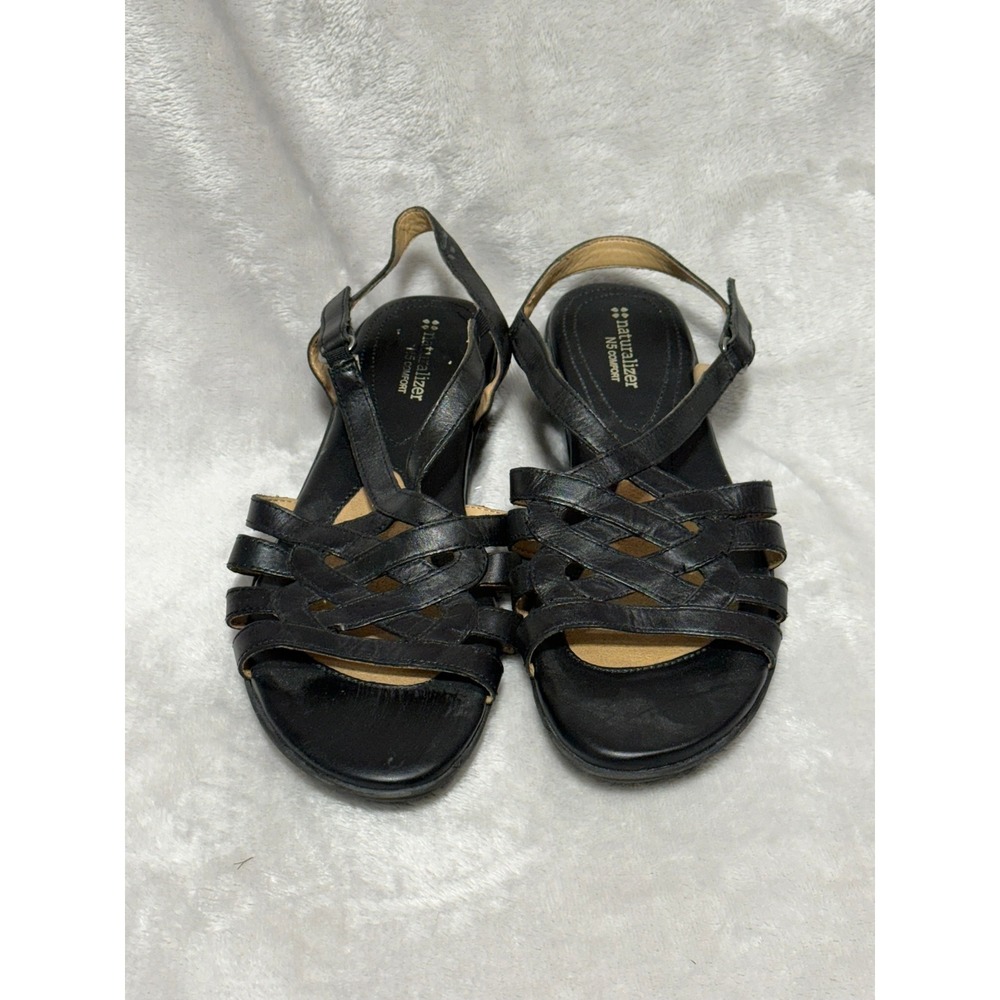 Naturalizer Charm Womens Black Leather Strappy Slingback Sandals 10M